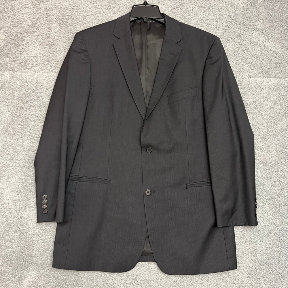 Hugo Boss Suit Jacket‎ Mens 44R Black Excellent Two Button Notch Lapel Office